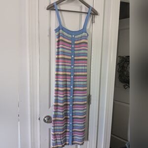 Beautiful Ribbed Knit Stretch Striped Dress By FRNCH Anthropologie Sz Small/Med